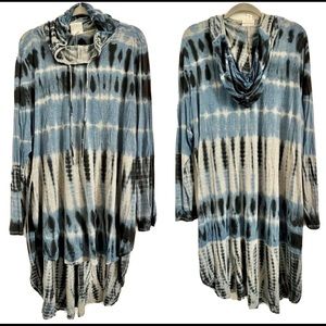 Ava Viv Tie Dye High Low Stretch tunic Top